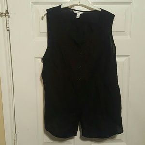 3X Black Linen Tank Croft & Barrow #71